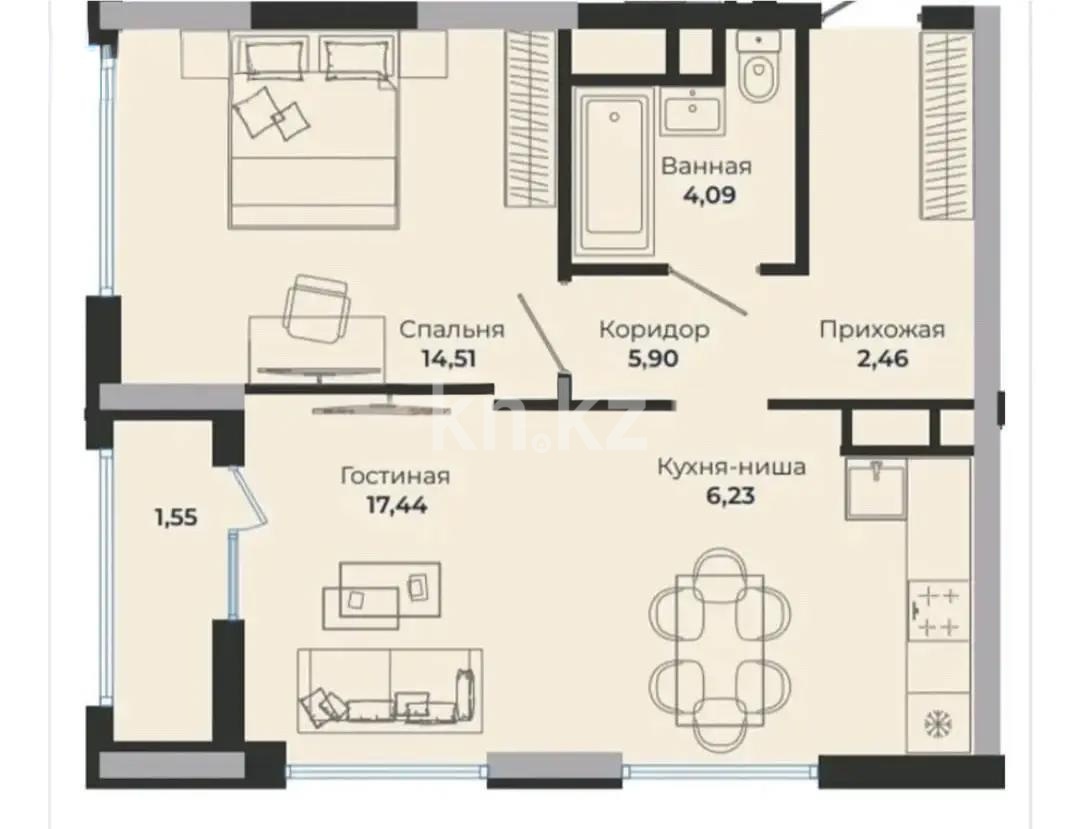 Продажа 2-комнатной квартиры, 54.6 м² в Астане - фото 6