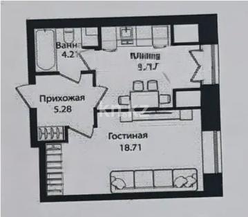 Продажа 1-комнатной квартиры, 39.37 м² в Астане