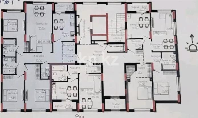 Продажа 4-комнатной квартиры, 117.61 м² в Астане