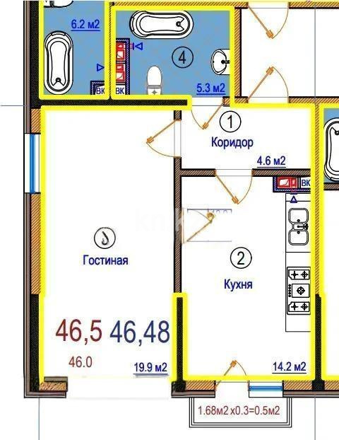 Продажа 1-комнатной квартиры, 46 м² в Алматы - фото 2