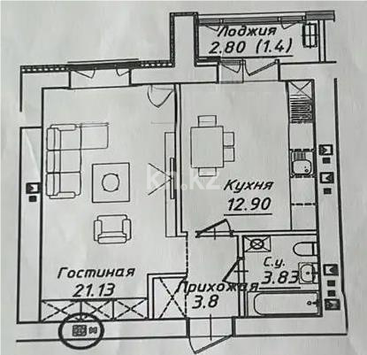 Продажа 1-комнатной квартиры, 43 м² в Астане
