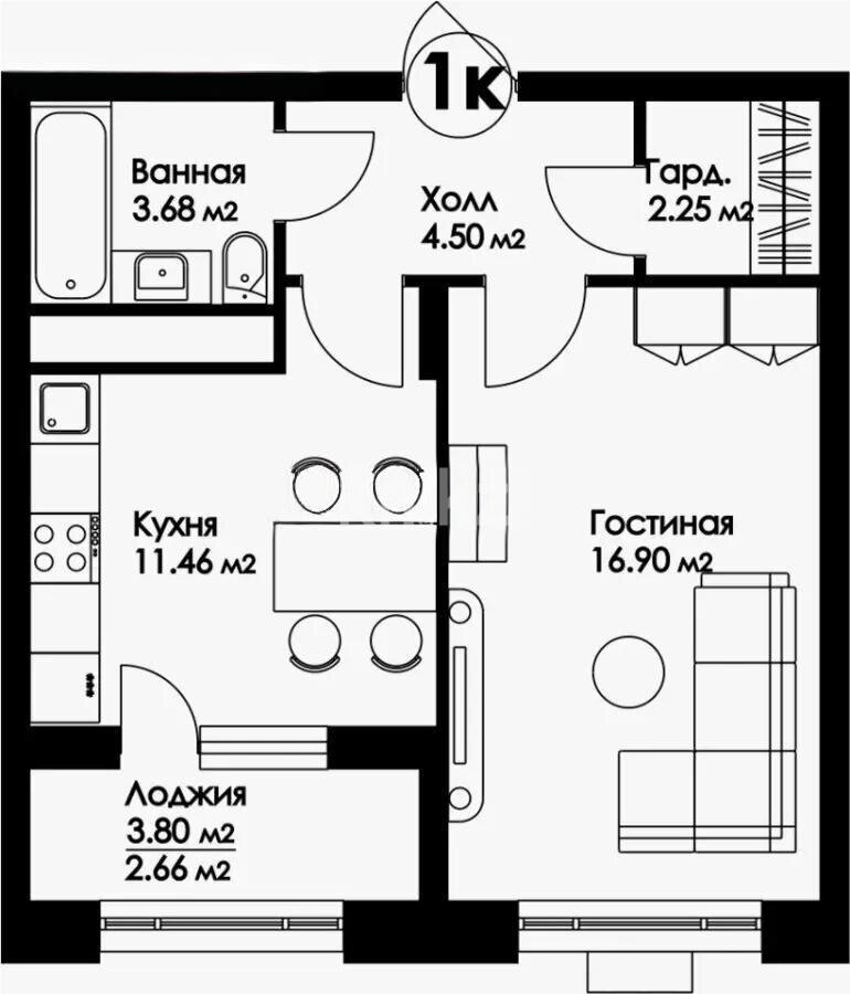 Продажа 1-комнатной квартиры, 41.45 м² в Астане - фото 3