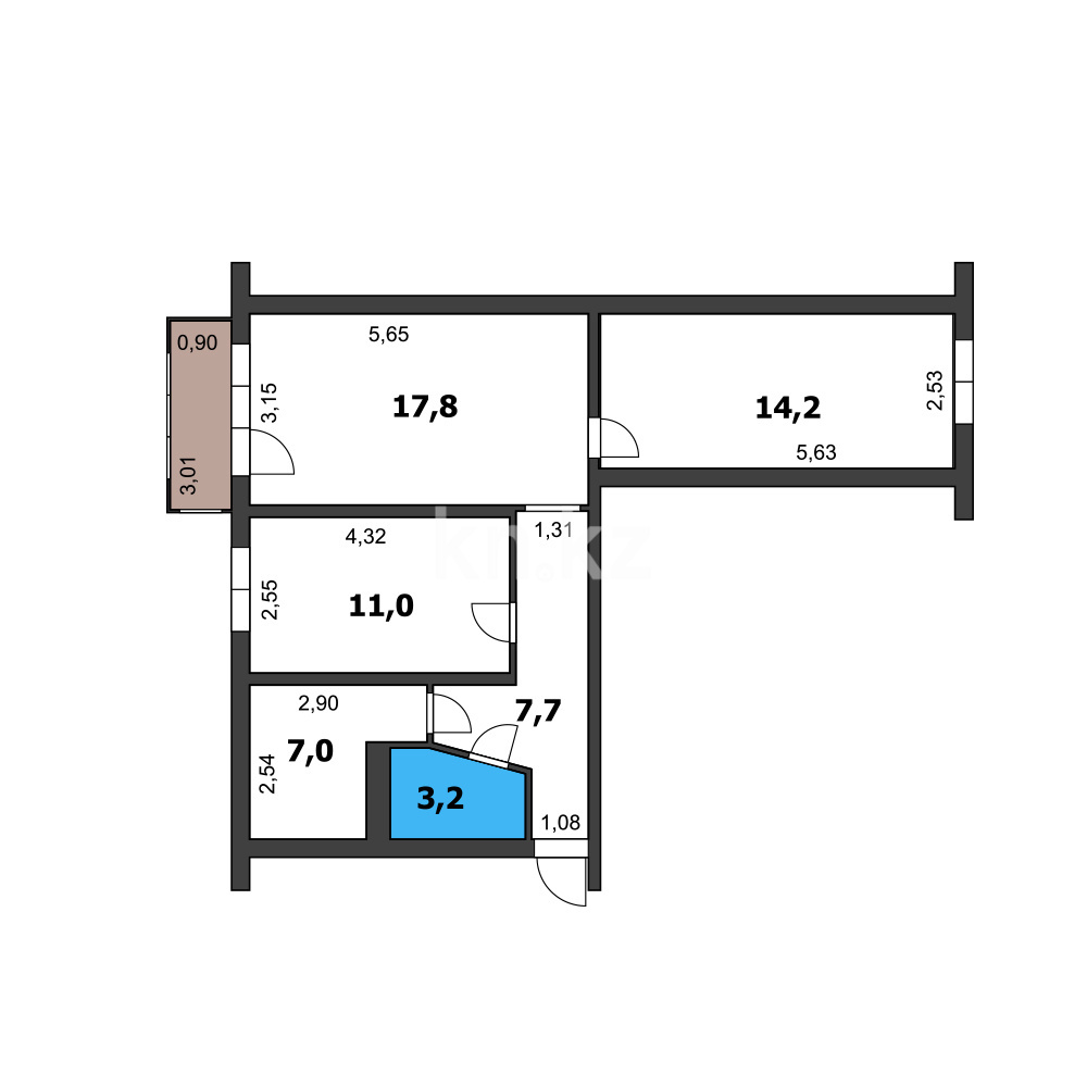 Продажа 3-комнатной квартиры, 61.7 м² в Алматы - фото 7