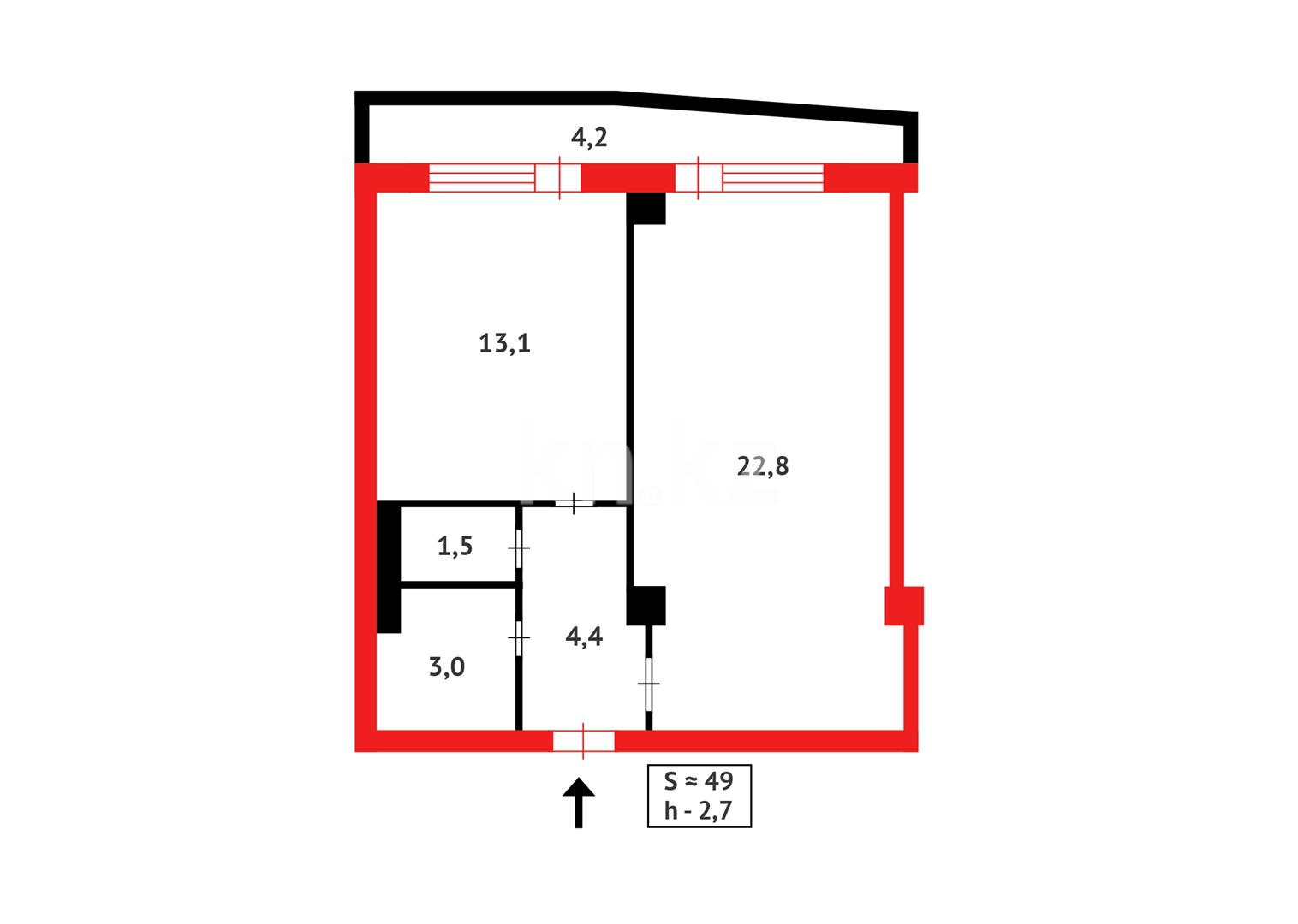 Продажа 1-комнатной квартиры, 49 м², ул. Тулебаева в Астане - фото 8