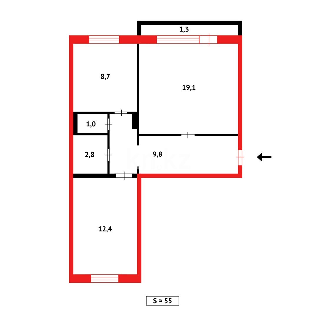 Продажа 2-комнатной квартиры, 54 м² в Караганде - фото 15