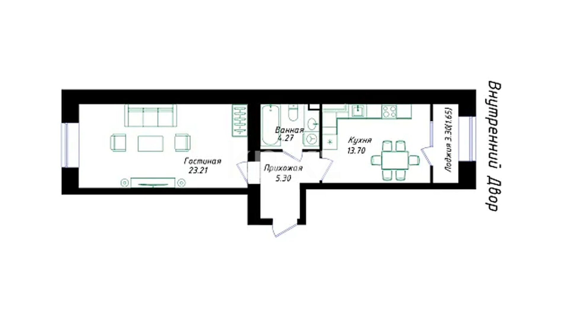 ЖК Aqterek, 1-комнатная, цена 24 594 430 ₸, 511 000 ₸&nbsp;/&nbsp;м²