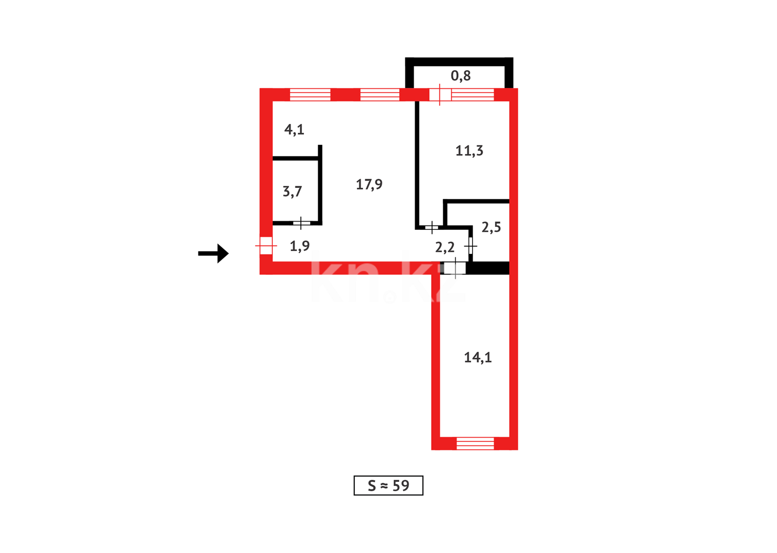 Продажа 3-комнатной квартиры, 58 м², ул. Абая, дом  11 в Сарани - фото 13