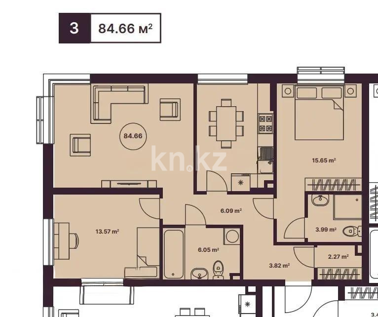 Продажа 3-комнатной квартиры, 85 м² в Алматы