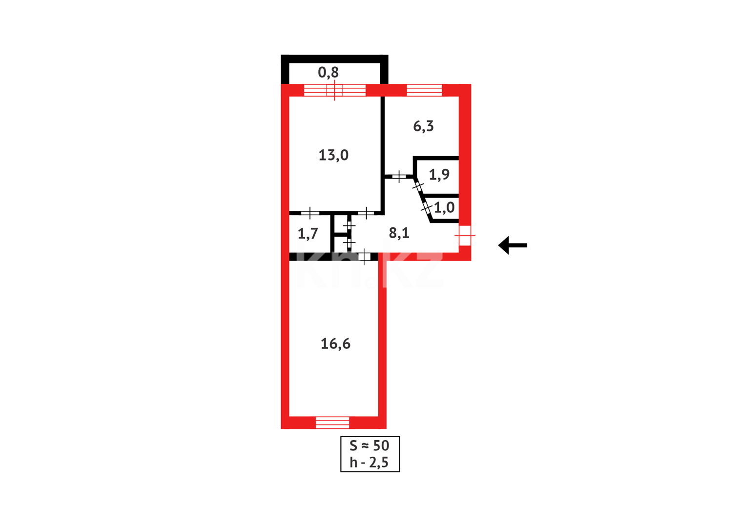 Продажа 2-комнатной квартиры, 49 м² в Темиртау - фото 11