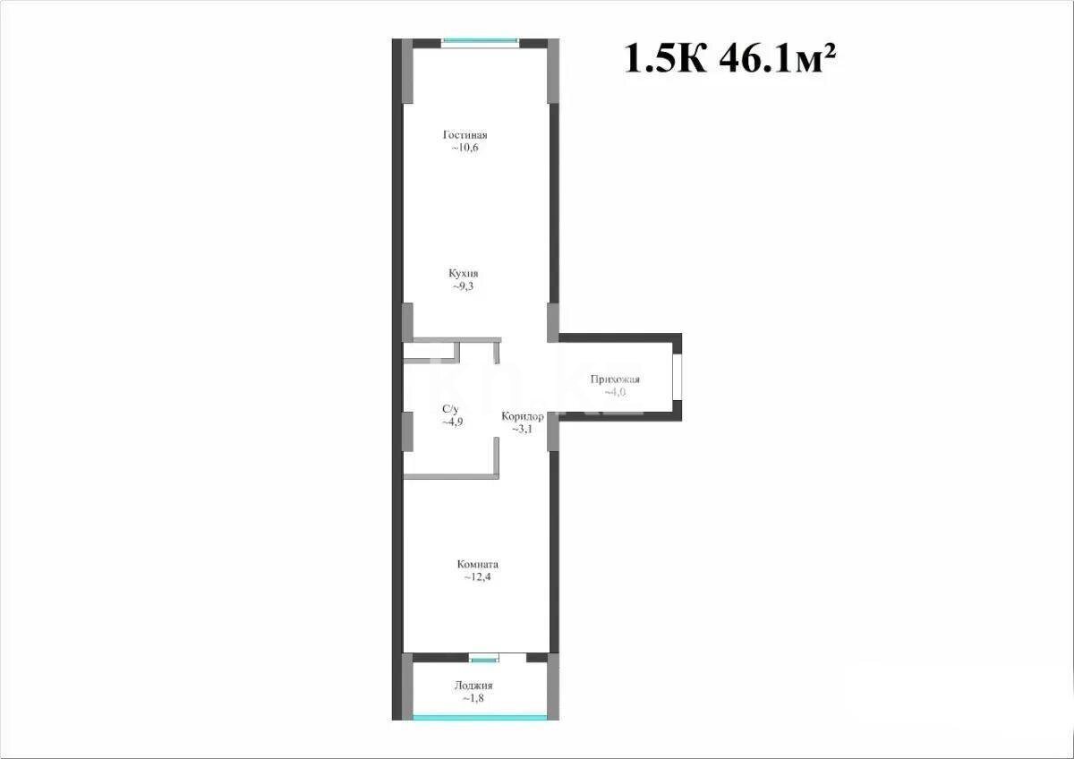 Продажа 2-комнатной квартиры, 46.1 м² в Астане - фото 4