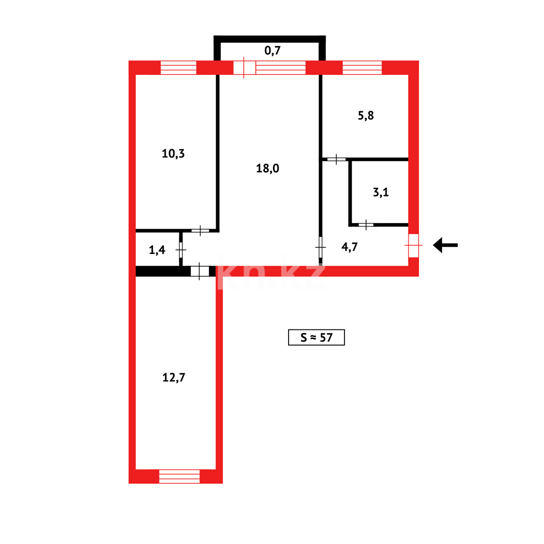 Продажа 3-комнатной квартиры, 56 м² в Караганде - фото 13