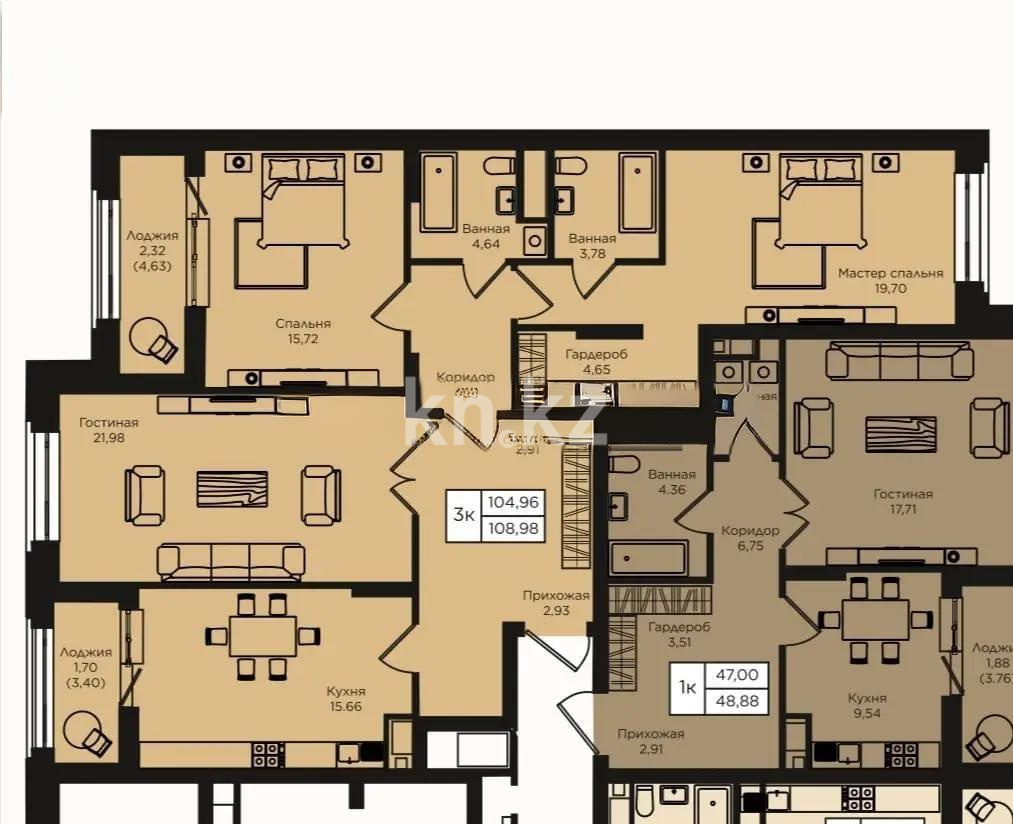 Продажа 3-комнатной квартиры, 109 м², пр. Кошкарбаева, дом  1 стр в Астане