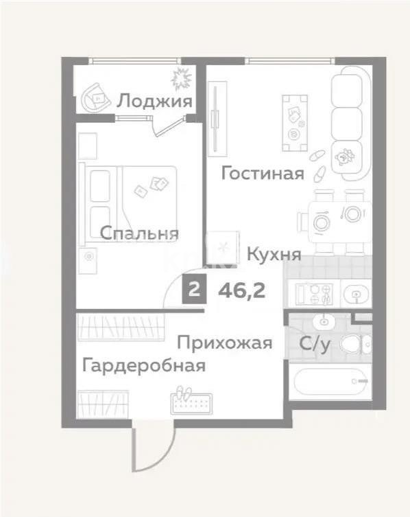 Продажа 2-комнатной квартиры, 47 м² в Алматы