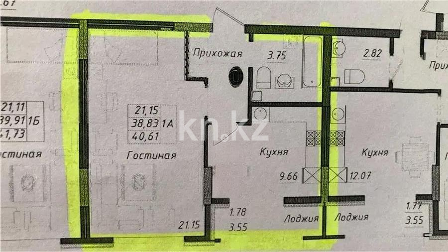 Продажа 1-комнатной квартиры, 40.61 м², ул. Байтурсынова, дом  16 стр в Астане