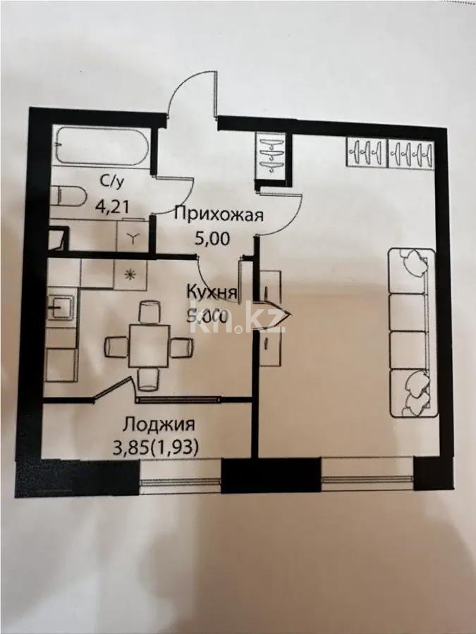 Продажа 1-комнатной квартиры, 41.62 м², ул. Жошы хана, дом  12/3 в Астане