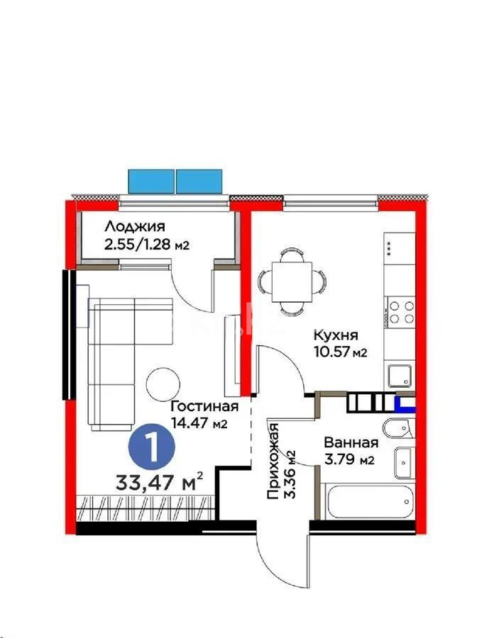 Продажа 1-комнатной квартиры, 33.47 м², мкр-н Гажайып, дом  11/19 в Алматы