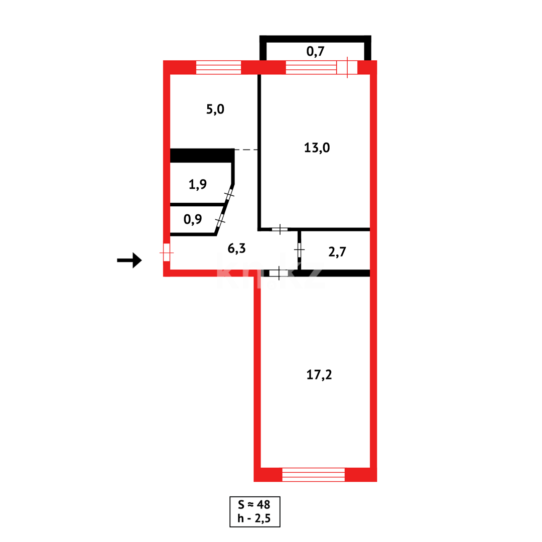 Продажа 2-комнатной квартиры, 48 м² в Караганде - фото 8