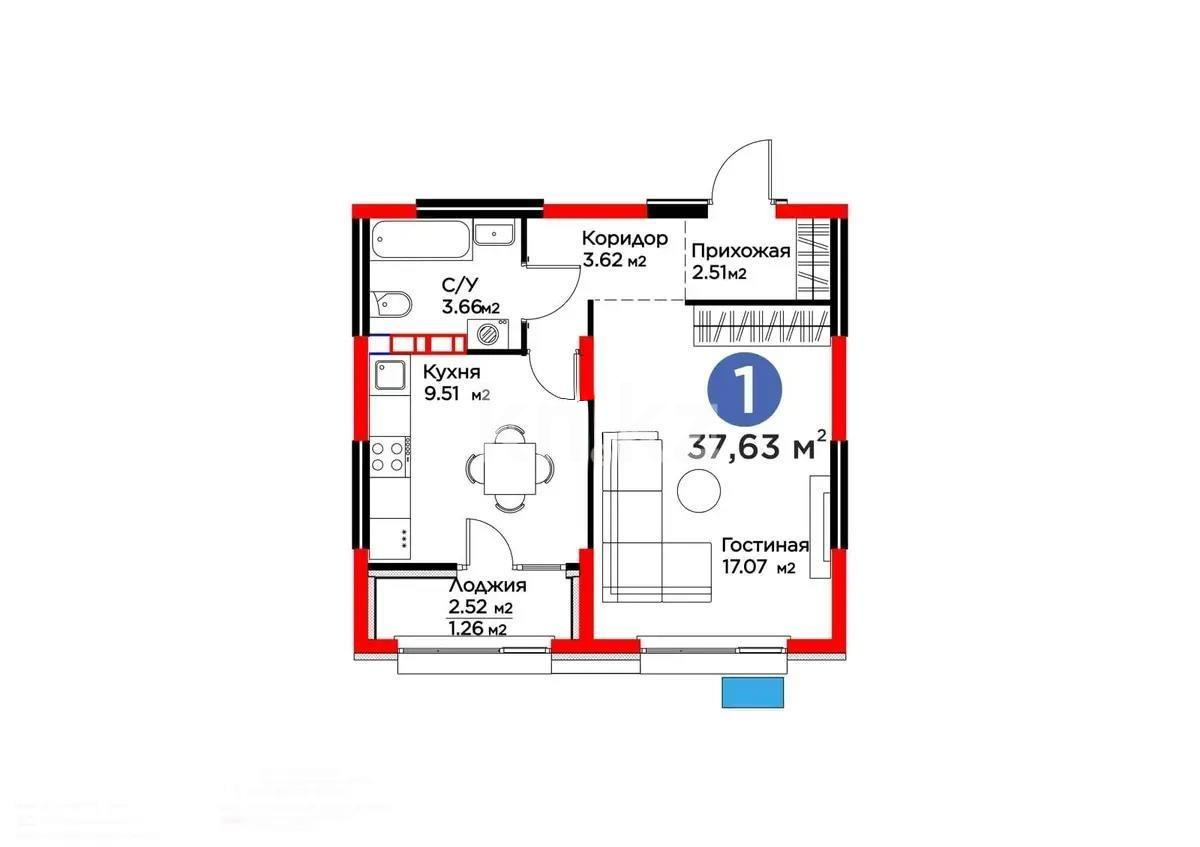 Продажа 1-комнатной квартиры, 37.63 м² в Алматы