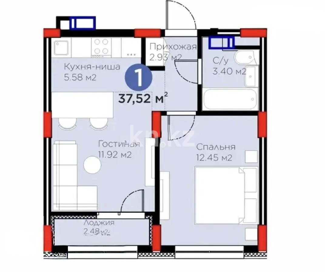Продажа 2-комнатной квартиры, 37.5 м² в Астане - фото 6