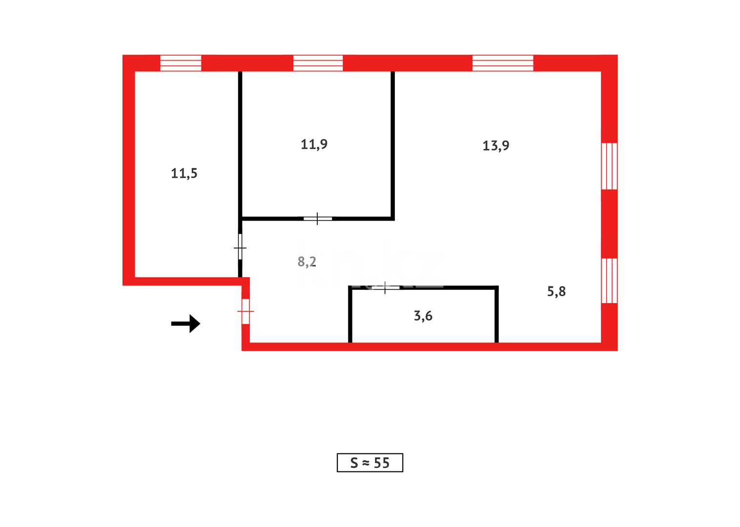 Продажа 3-комнатной квартиры, 55 м² в Темиртау - фото 10