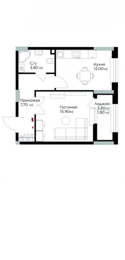 Продажа 2-комнатной квартиры, 41.3 м² в Астане - фото 3