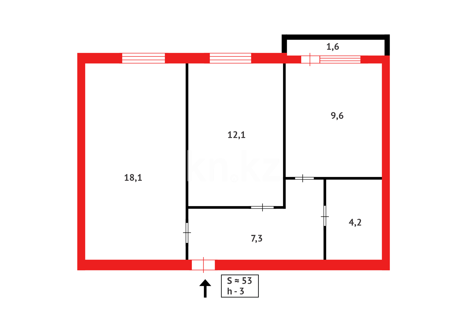 Продажа 2-комнатной квартиры, 53 м² в Караганде - фото 13