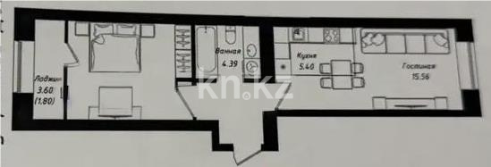 Продажа 2-комнатной квартиры, 47.47 м² в Астане