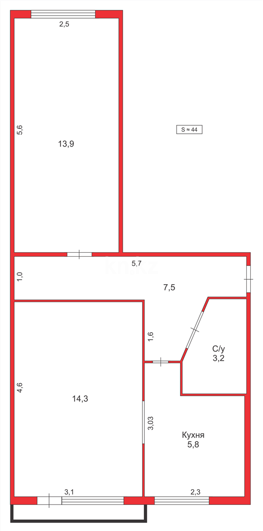 Продажа 2-комнатной квартиры, 43 м² в Караганде - фото 8