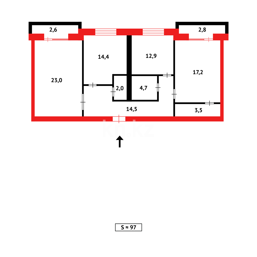 Продажа 3-комнатной квартиры, 95 м², ул. Муканова, дом  1/9 в Караганде - фото 15