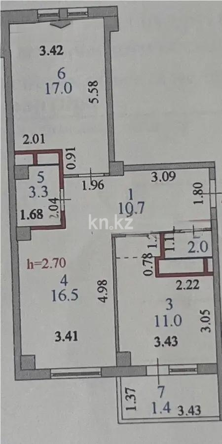 Продажа 2-комнатной квартиры, 61.9 м² в Астане
