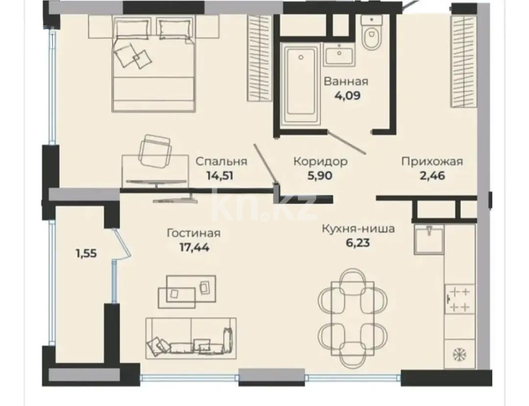 Продажа 2-комнатной квартиры, 54 м², ул. Сыганак, дом  28 в Астане - фото 4
