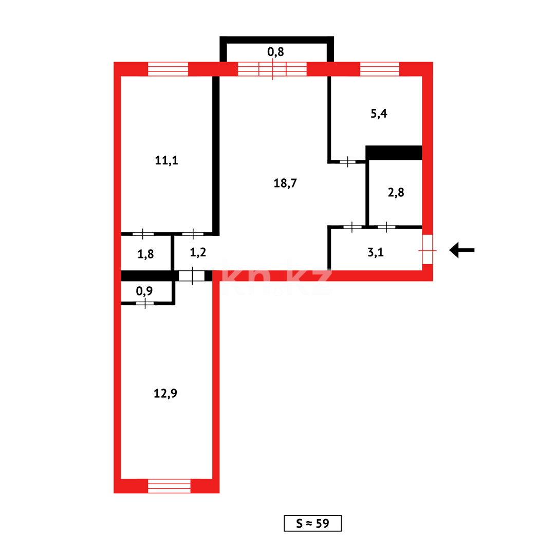 Продажа 3-комнатной квартиры, 60 м² в Абае - фото 6