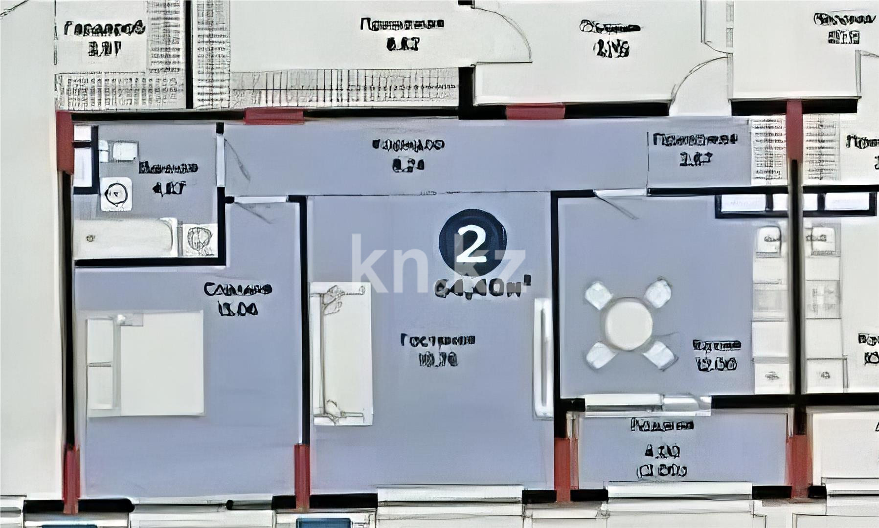 Продажа 2-комнатной квартиры, 64.4 м² в Астане