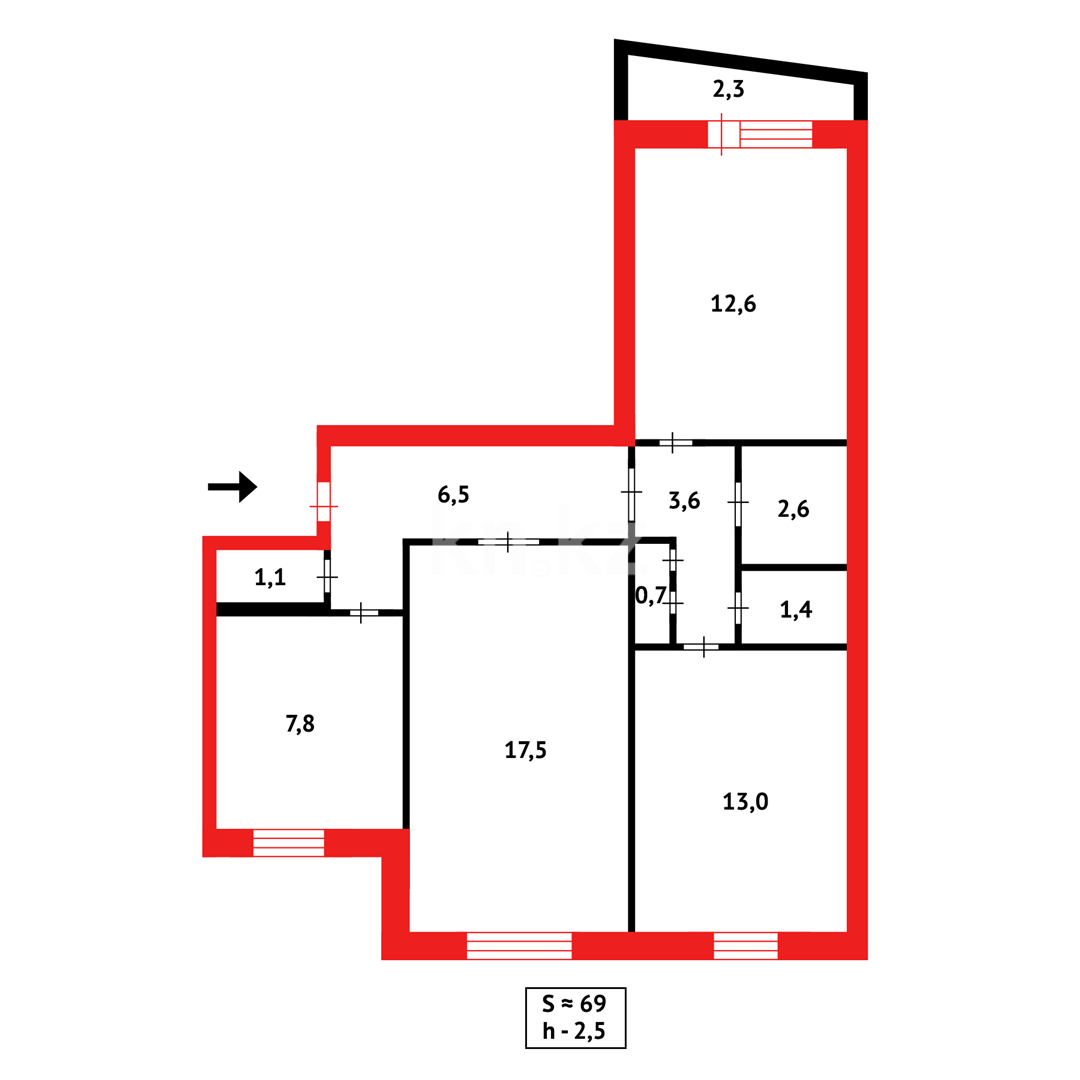 Продажа 3-комнатной квартиры, 69 м², ул. 3-й А мик-н в Темиртау - фото 21