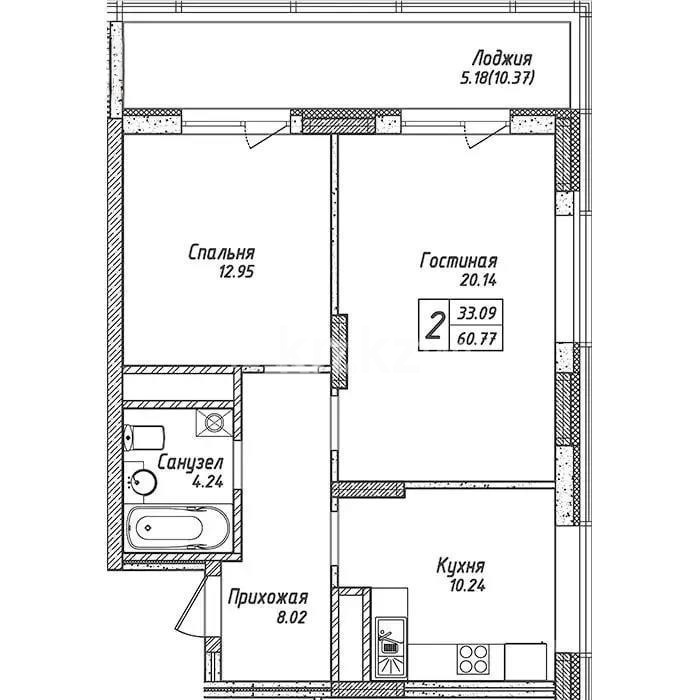 Продажа 2-комнатной квартиры, 60.77 м², пр. Мангилик Ел, дом  62 в Астане