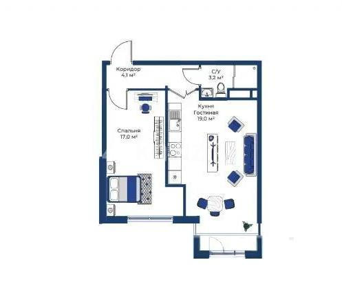 Продажа 2-комнатной квартиры, 43.4 м² в Алматы