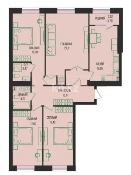 Продажа 4-комнатной квартиры, 124.27 м², ул. Серкебаева, дом  49 в Астане