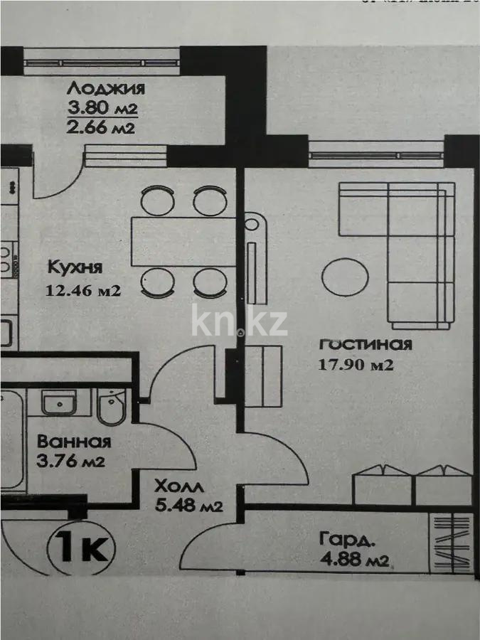 Продажа 1-комнатной квартиры, 47 м², ул. Нажимеденова, дом  29 стр в Астане