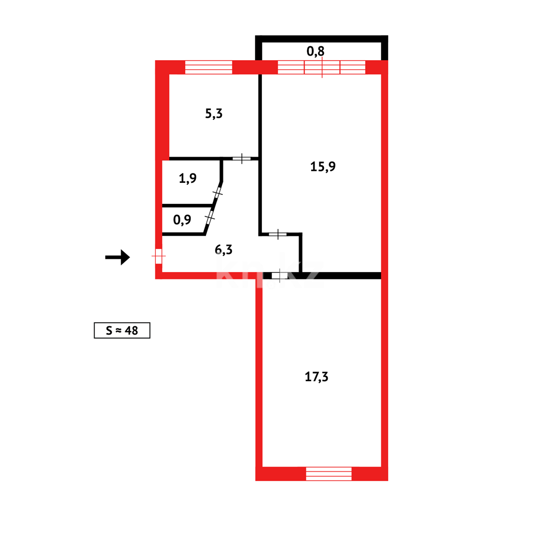Продажа 2-комнатной квартиры, 48 м² в Темиртау - фото 14