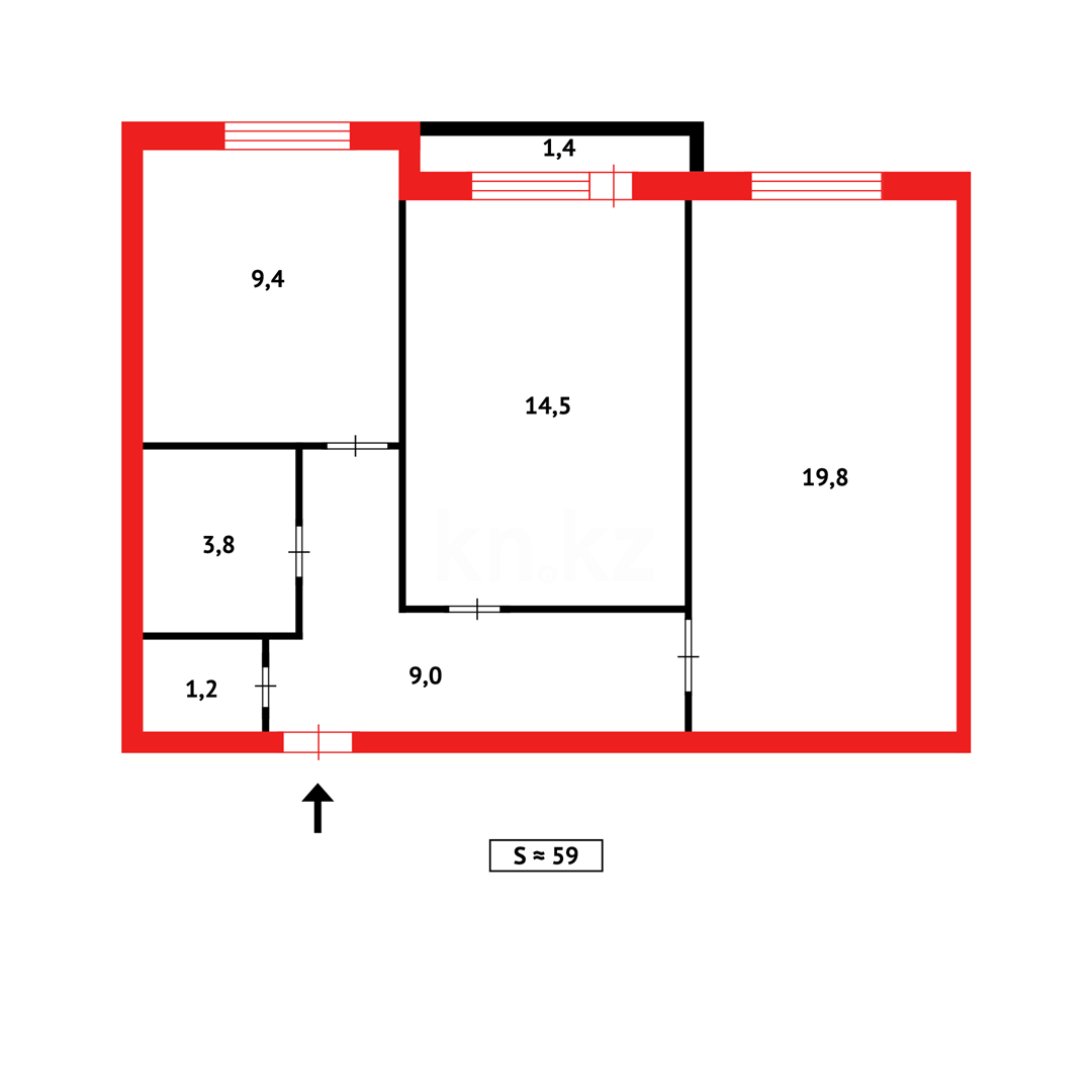 Продажа 2-комнатной квартиры, 62 м², ул. Муканова в Караганде - фото 15