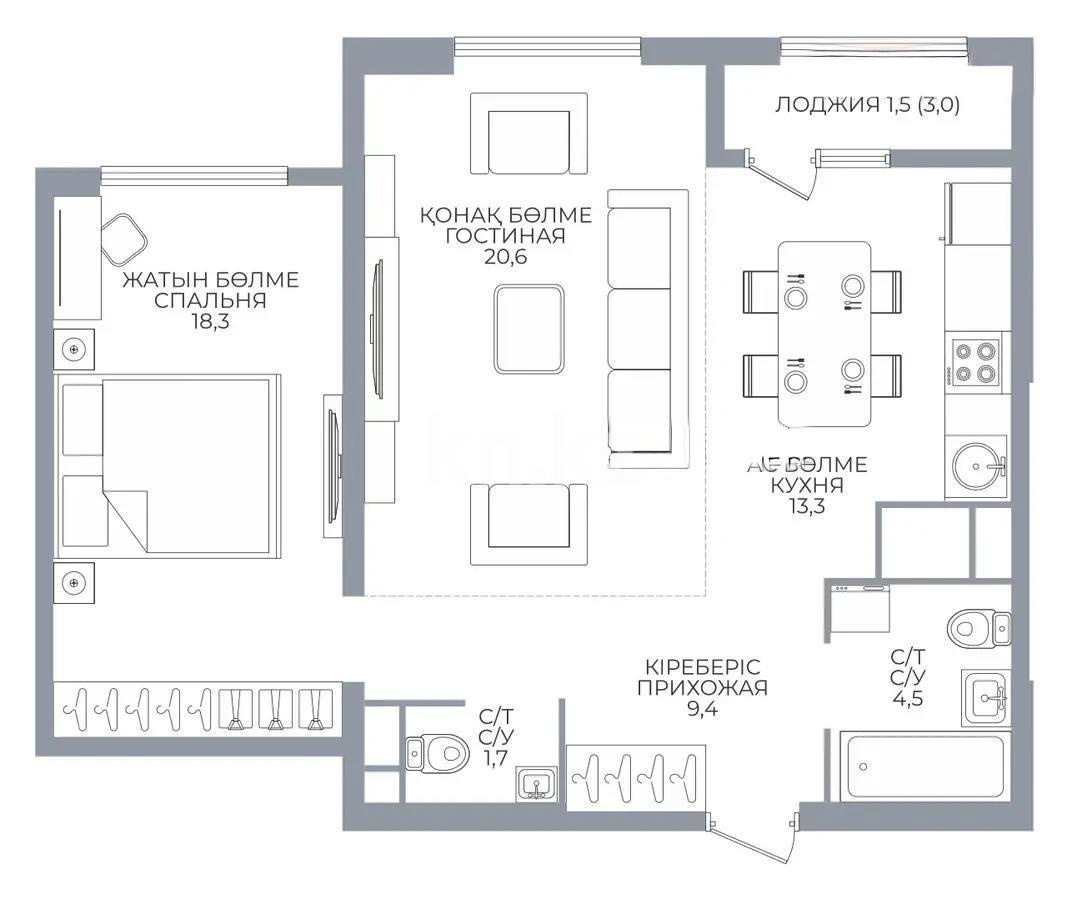 Продажа 2-комнатной квартиры, 70 м², ул. Сатпаева, дом  90/55б в Алматы