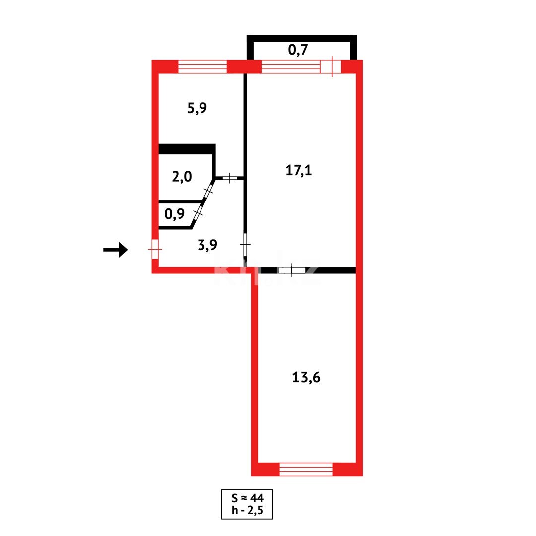Продажа 2-комнатной квартиры, 45 м² в Караганде - фото 9