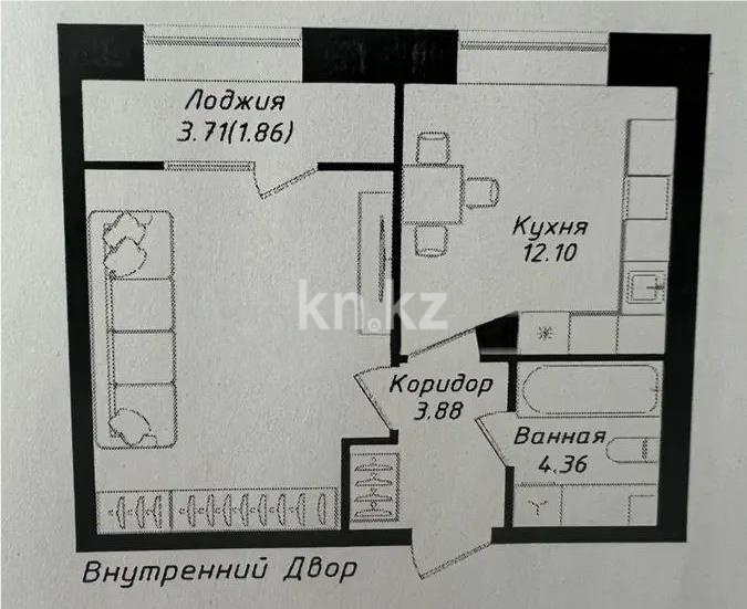 Продажа 1-комнатной квартиры, 39.46 м² в Астане