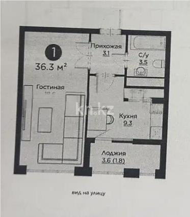 Продажа 1-комнатной квартиры, 36.3 м², ул. Айнакол, дом  64 в Астане