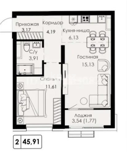 Продажа 2-комнатной квартиры, 46 м² в Алматы