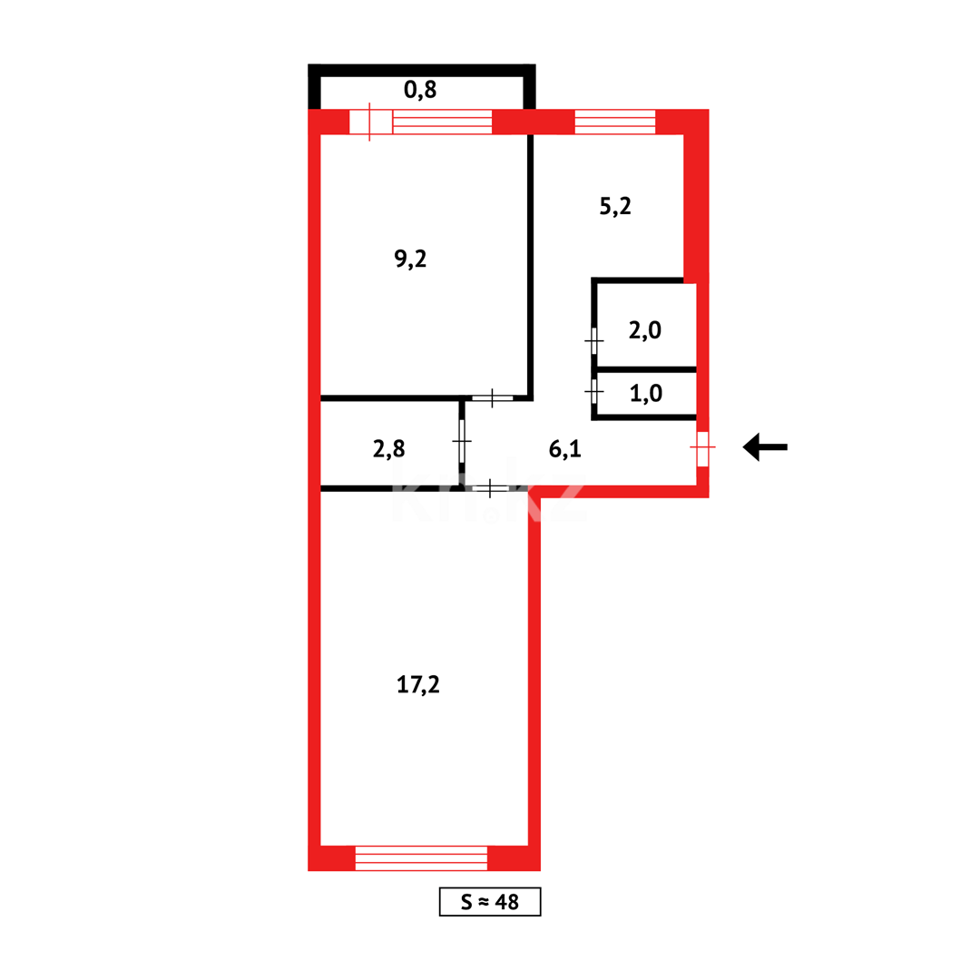 Продажа 2-комнатной квартиры, 47 м², мкр-н 7-й в Темиртау - фото 14