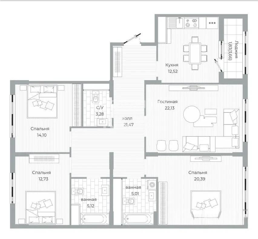 Продажа 4-комнатной квартиры, 118.5 м², пр. Туран, дом  39/2 стр в Астане - фото 4