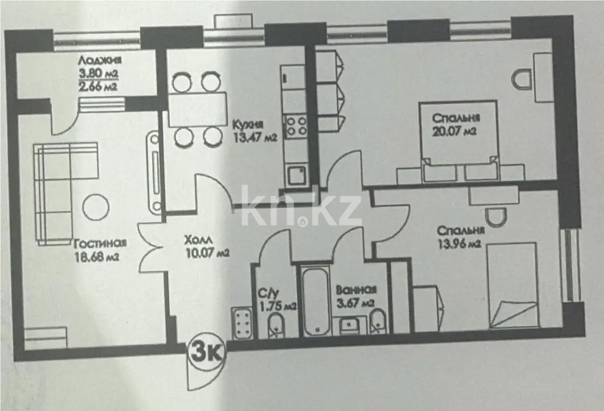 Продажа 3-комнатной квартиры, 85 м² в Астане