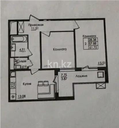 Продажа 2-комнатной квартиры, 62 м² в Астане
