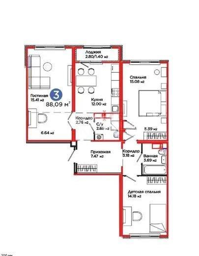 Продажа 3-комнатной квартиры, 88 м² в Астане